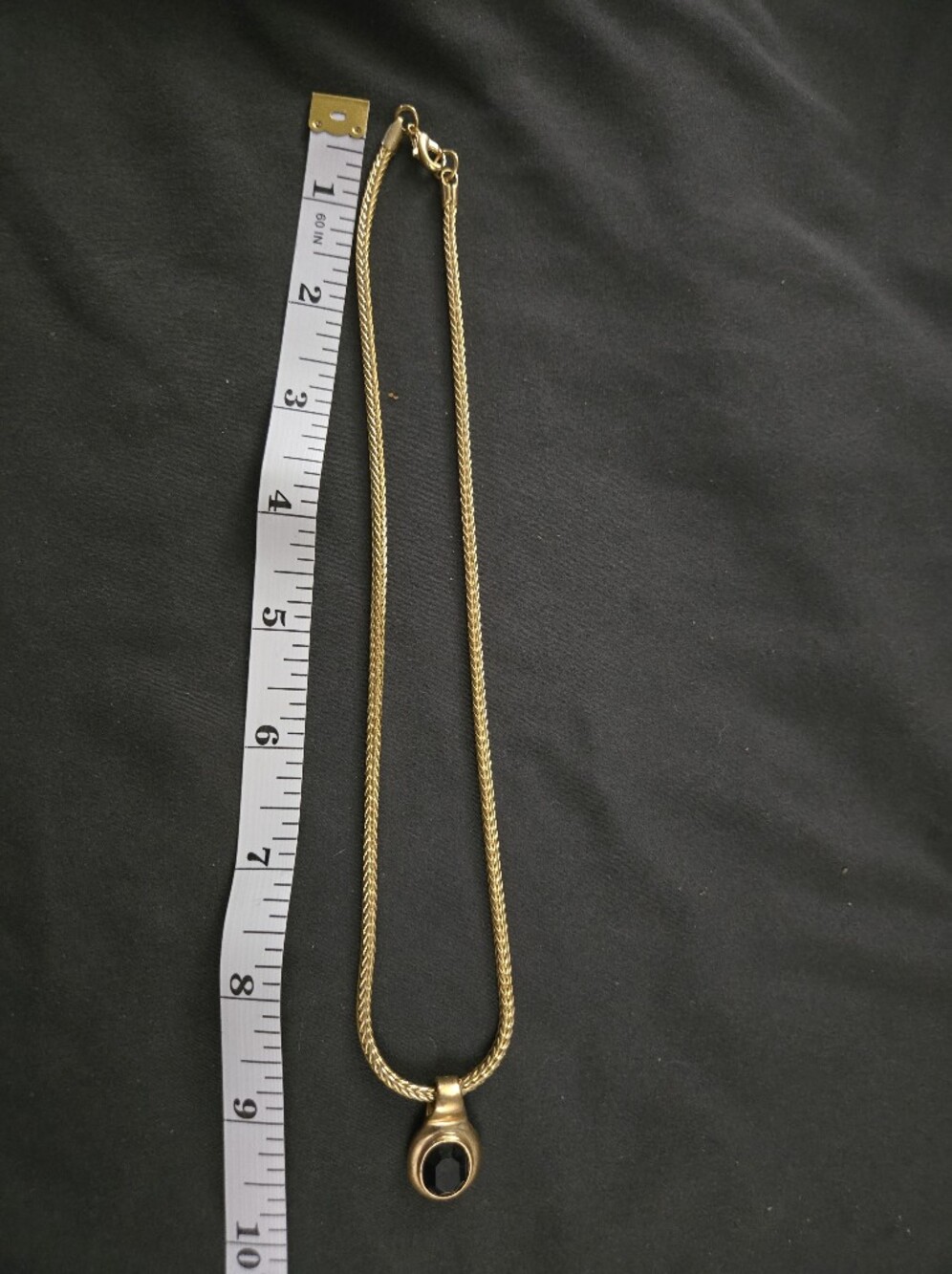 Gold Tone Women’s Pendant Necklace with Black Stone